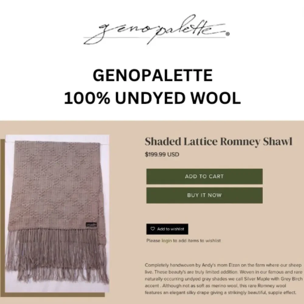 GENOPALETTE women's scarf shawl 100% undyed wool